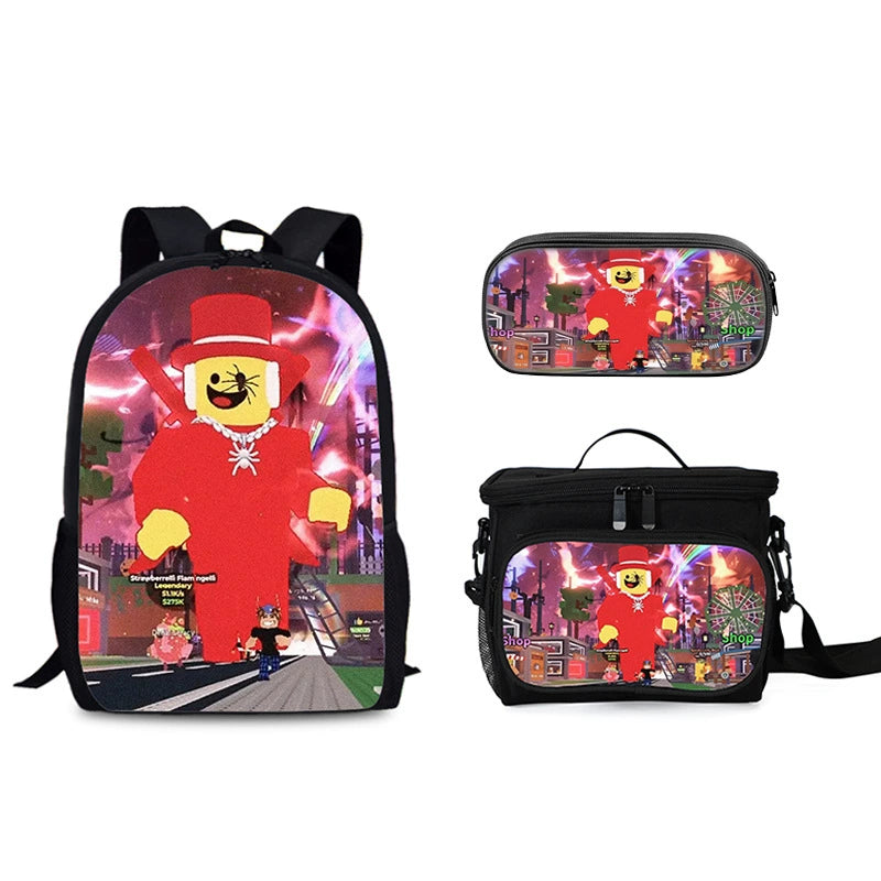 Steal a Brainrot Schoolbag Backpack Lunch Bag Pencil Case 3pcs Set Gift for Kids Students