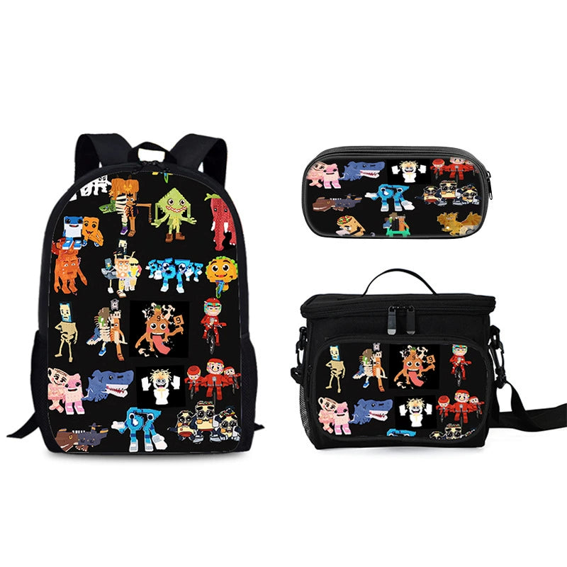 Steal a Brainrot Schoolbag Backpack Lunch Bag Pencil Case 3pcs Set Gift for Kids Students