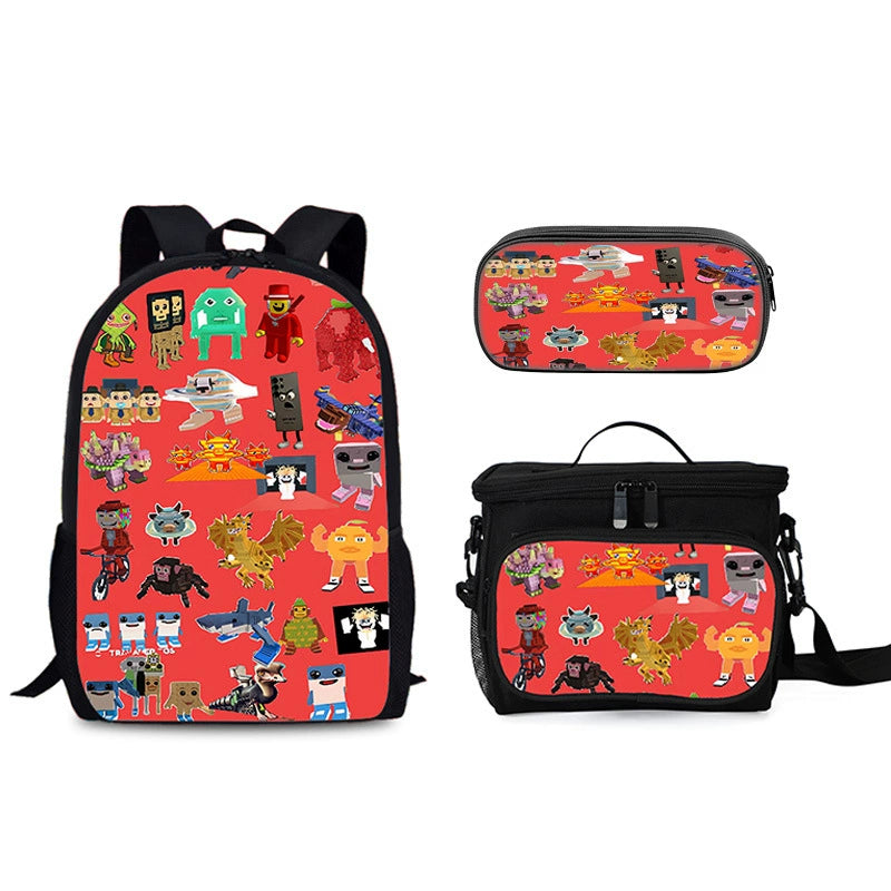 Steal a Brainrot Schoolbag Backpack Lunch Bag Pencil Case 3pcs Set Gift for Kids Students