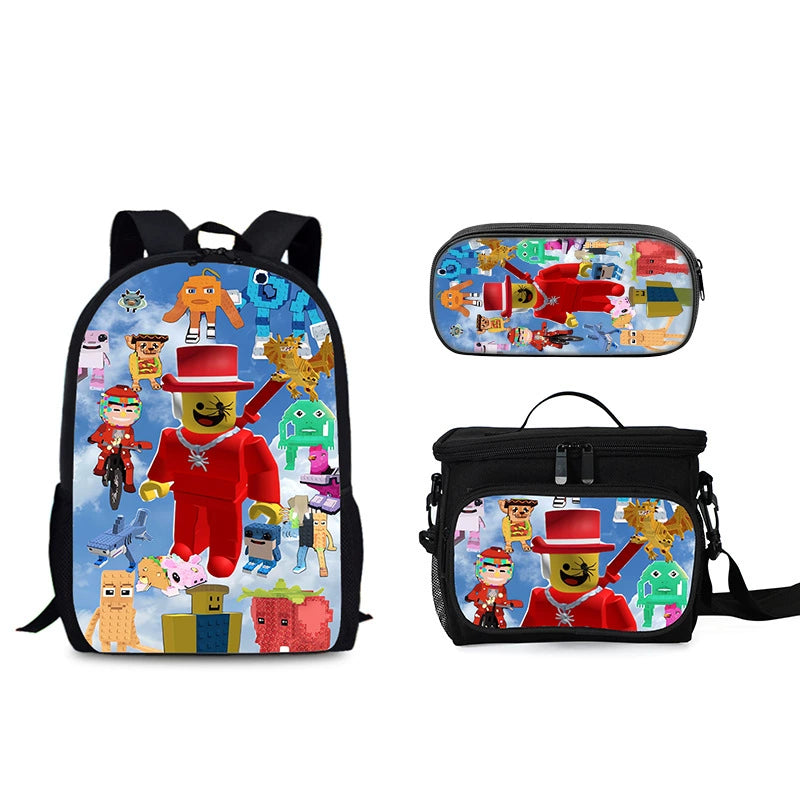 Steal a Brainrot Schoolbag Backpack Lunch Bag Pencil Case 3pcs Set Gift for Kids Students