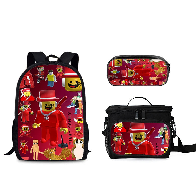 Steal a Brainrot Schoolbag Backpack Lunch Bag Pencil Case 3pcs Set Gift for Kids Students