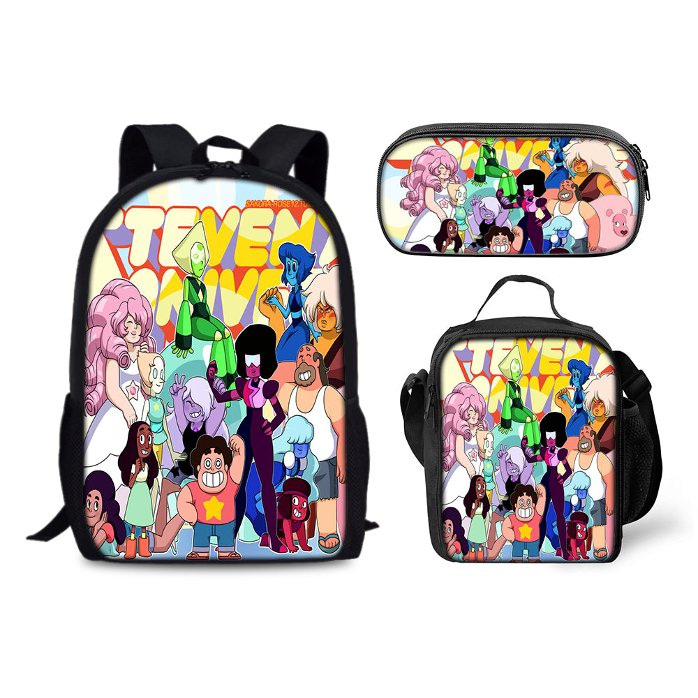 Steven Universe Schoolbag Backpack Lunch Bag Pencil Case 3pcs Set Gift for Kids Students
