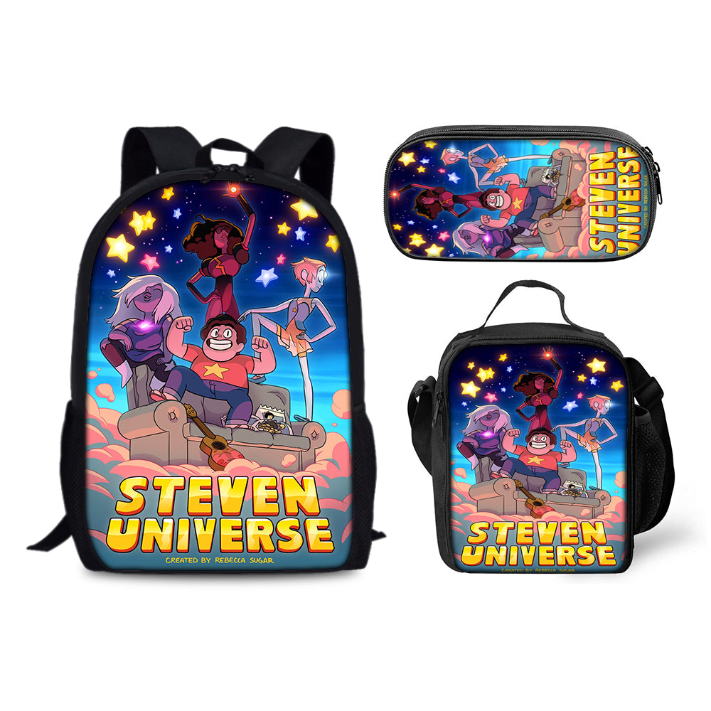 Steven Universe Schoolbag Backpack Lunch Bag Pencil Case 3pcs Set Gift for Kids Students