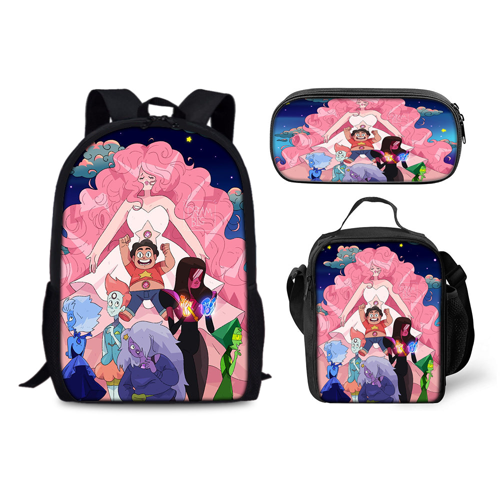 Steven Universe Schoolbag Backpack Lunch Bag Pencil Case 3pcs Set Gift for Kids Students