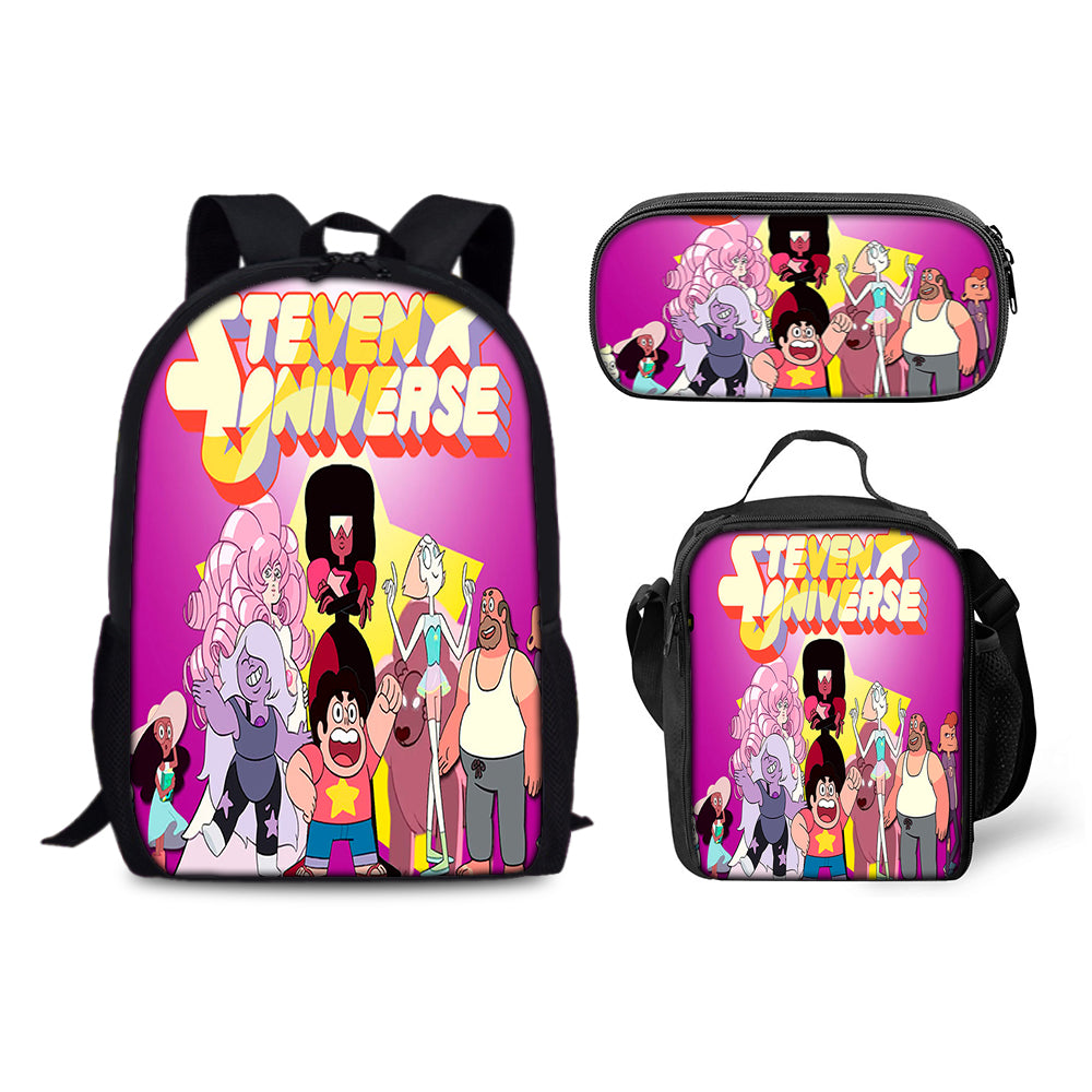 Steven Universe Schoolbag Backpack Lunch Bag Pencil Case 3pcs Set Gift for Kids Students