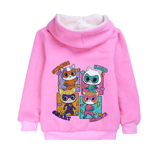 Superkitties Pullover Hoodie Sweatshirt Autumn Winter Unisex Sweater Zipper Jacket for Kids Boy Girls