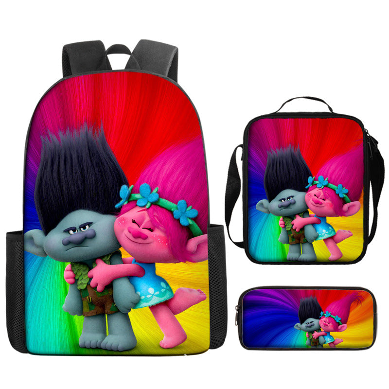 Trolls Schoolbag Backpack Lunch Bag Pencil Case 3pcs Set Gift for Kids Students