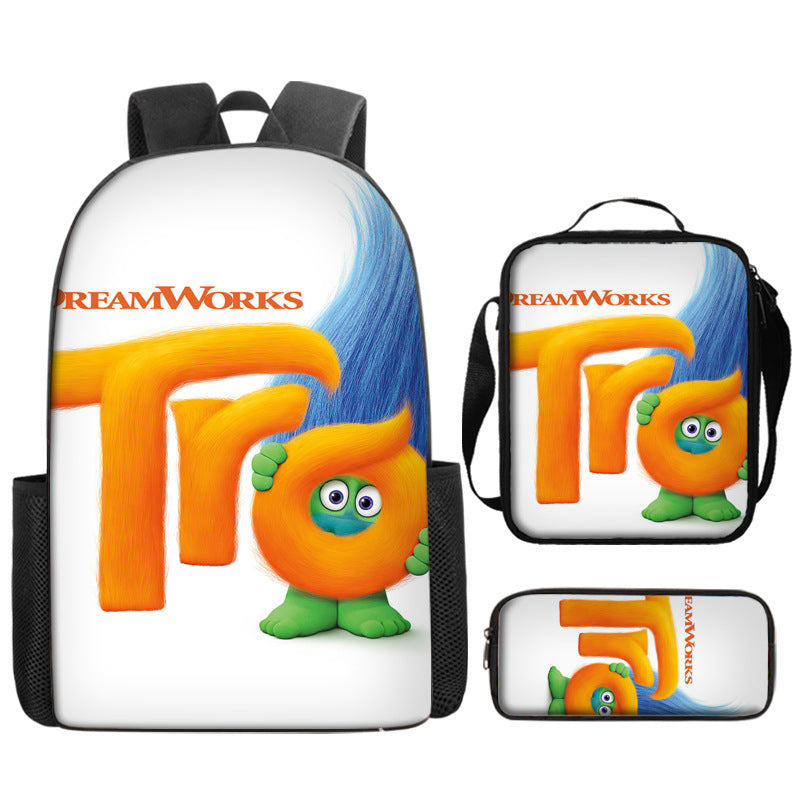 Trolls Schoolbag Backpack Lunch Bag Pencil Case 3pcs Set Gift for Kids Students
