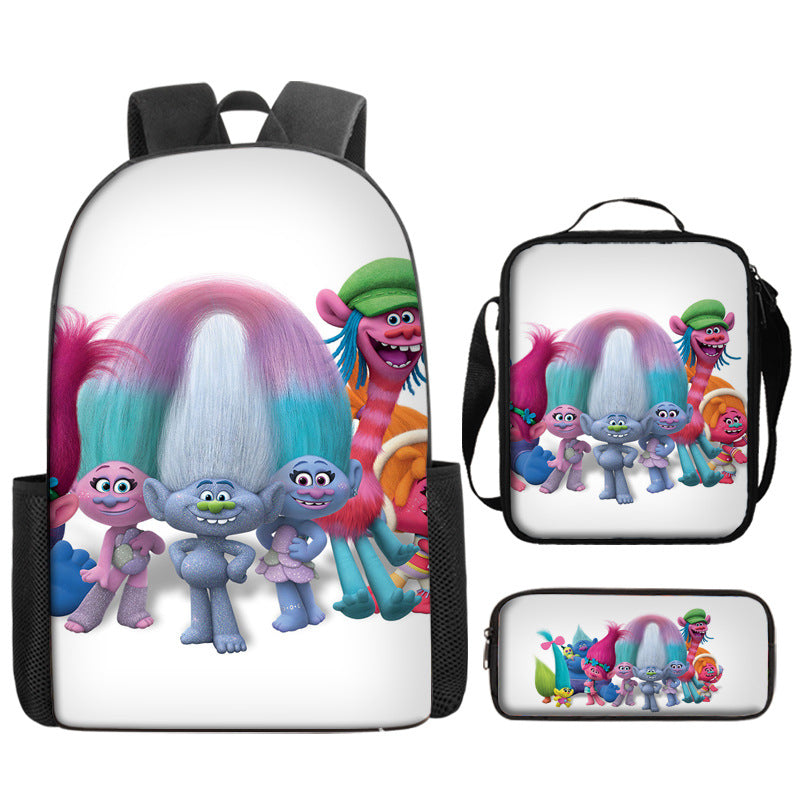 Trolls Schoolbag Backpack Lunch Bag Pencil Case 3pcs Set Gift for Kids Students
