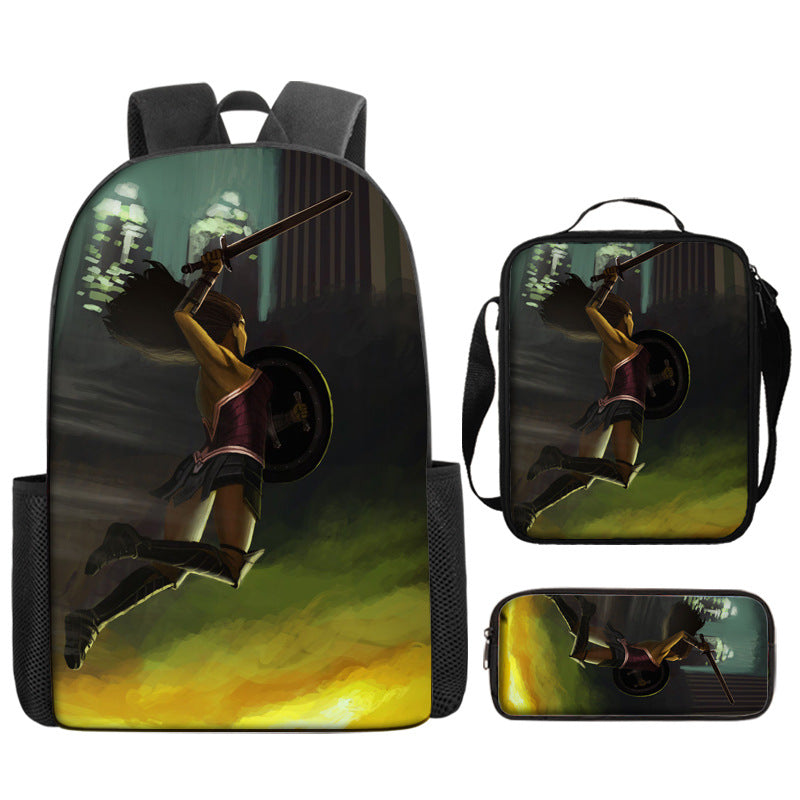 Wonder Woman Diana Prince Schoolbag Backpack Lunch Bag Pencil Case 3pcs Set Gift for Kids Students