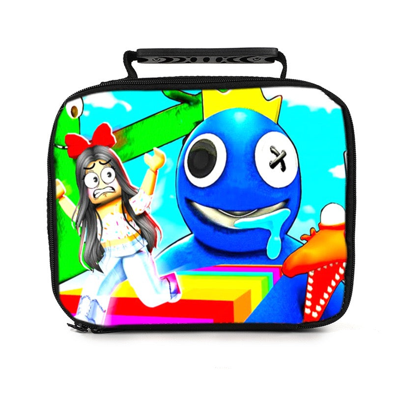 Rainbow Friends PU Leather Portable Lunch Box School Tote Storage Picnic Bag