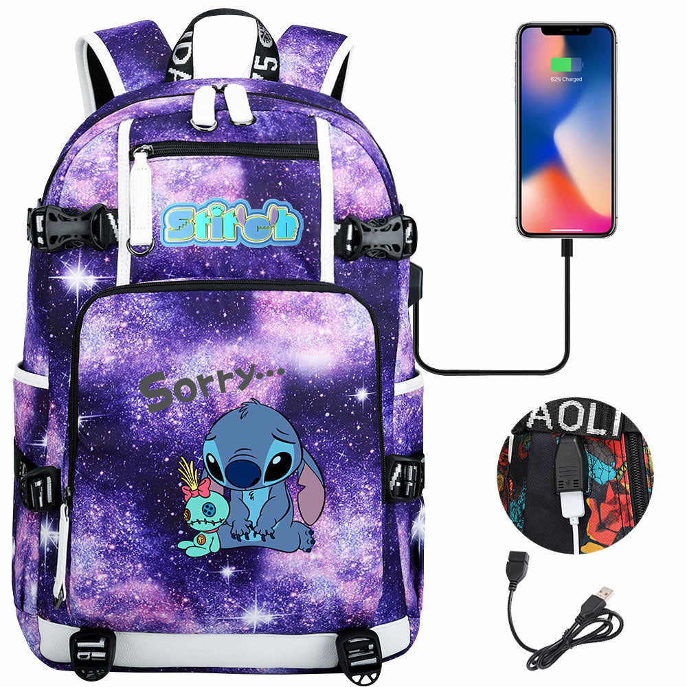 Lilo & Stitch Stitch #11 USB Charging Backpack School NoteBook Laptop Travel Bags