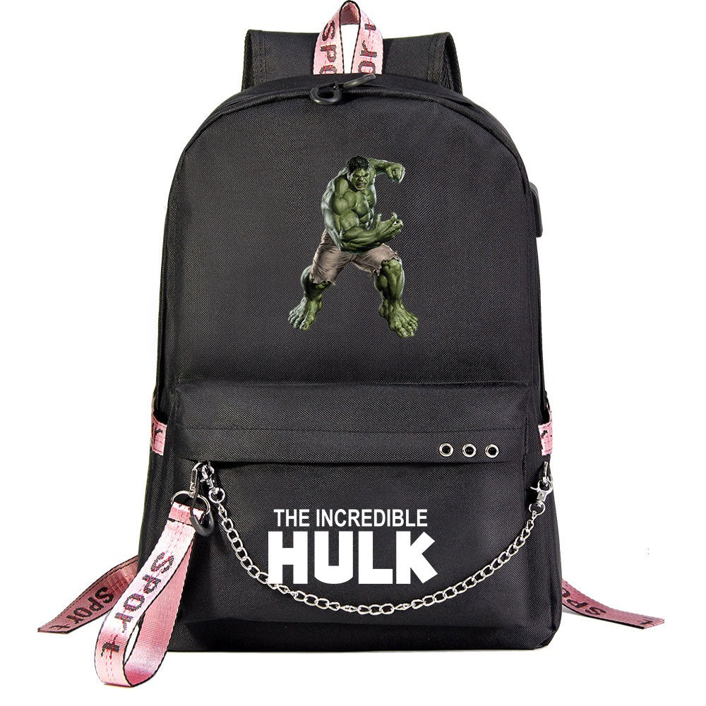 Hulk Superhero Shool Bag Backpack USB Charging Students Notebook Bag for Kids Gifts