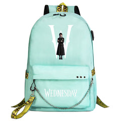 Wednesday Addams USB Charging Backpack Schoolbag Notebook Bag Gifts for Kids Students