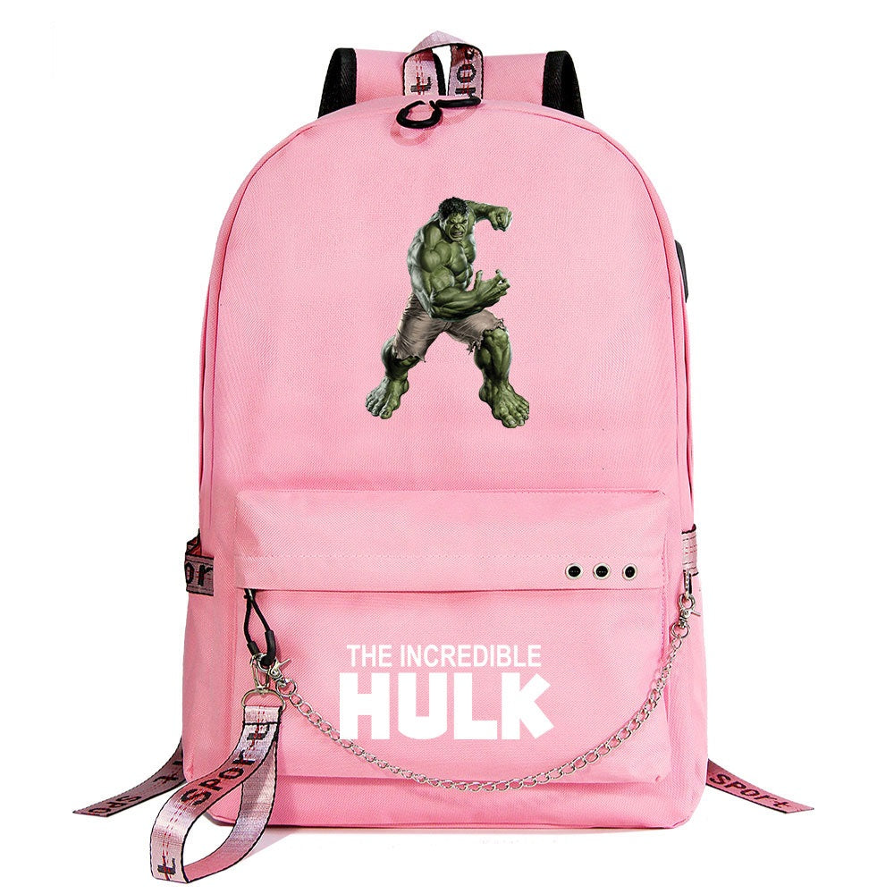 Hulk Superhero Shool Bag Backpack USB Charging Students Notebook Bag for Kids Gifts
