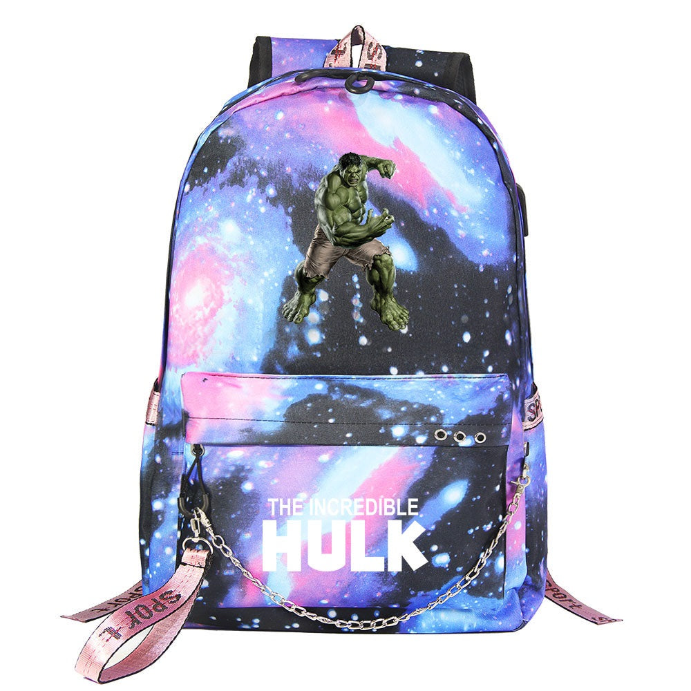 Hulk Superhero Shool Bag Backpack USB Charging Students Notebook Bag for Kids Gifts