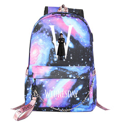 Wednesday Addams USB Charging Backpack Schoolbag Notebook Bag Gifts for Kids Students