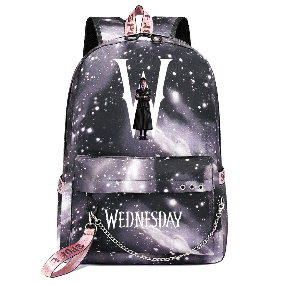 Wednesday Addams USB Charging Backpack Schoolbag Notebook Bag Gifts for Kids Students
