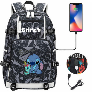 Lilo & Stitch Stitch Sorry #1 USB Charging Backpack School NoteBook Laptop Travel Bags