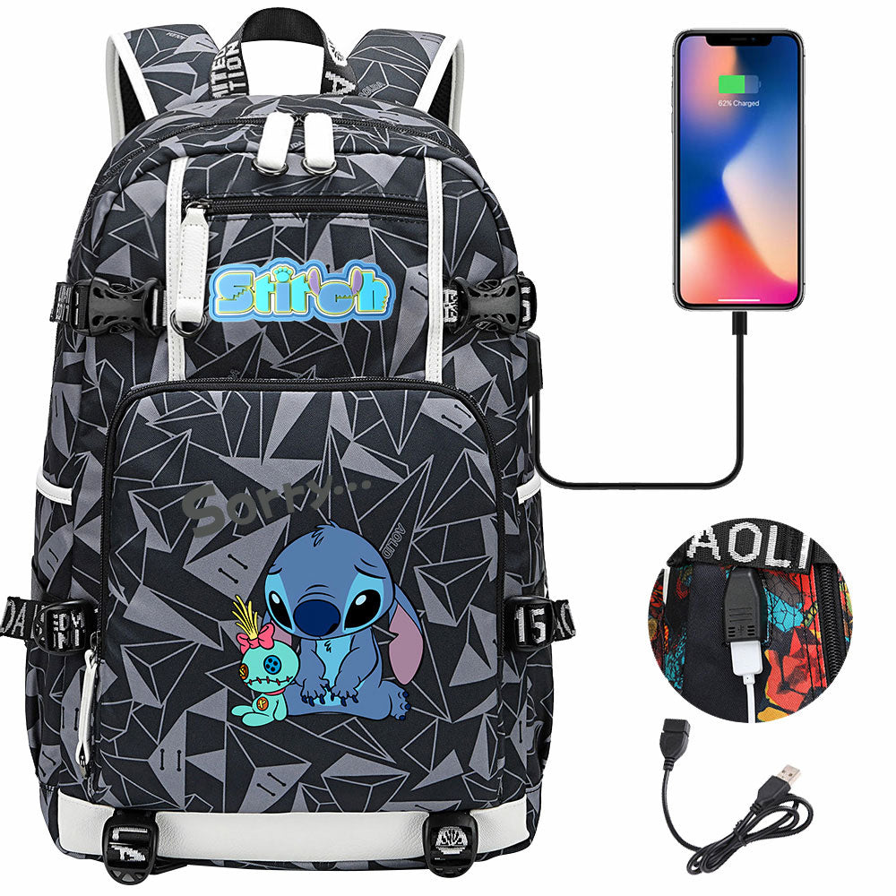 Lilo & Stitch Stitch #11 USB Charging Backpack School NoteBook Laptop Travel Bags