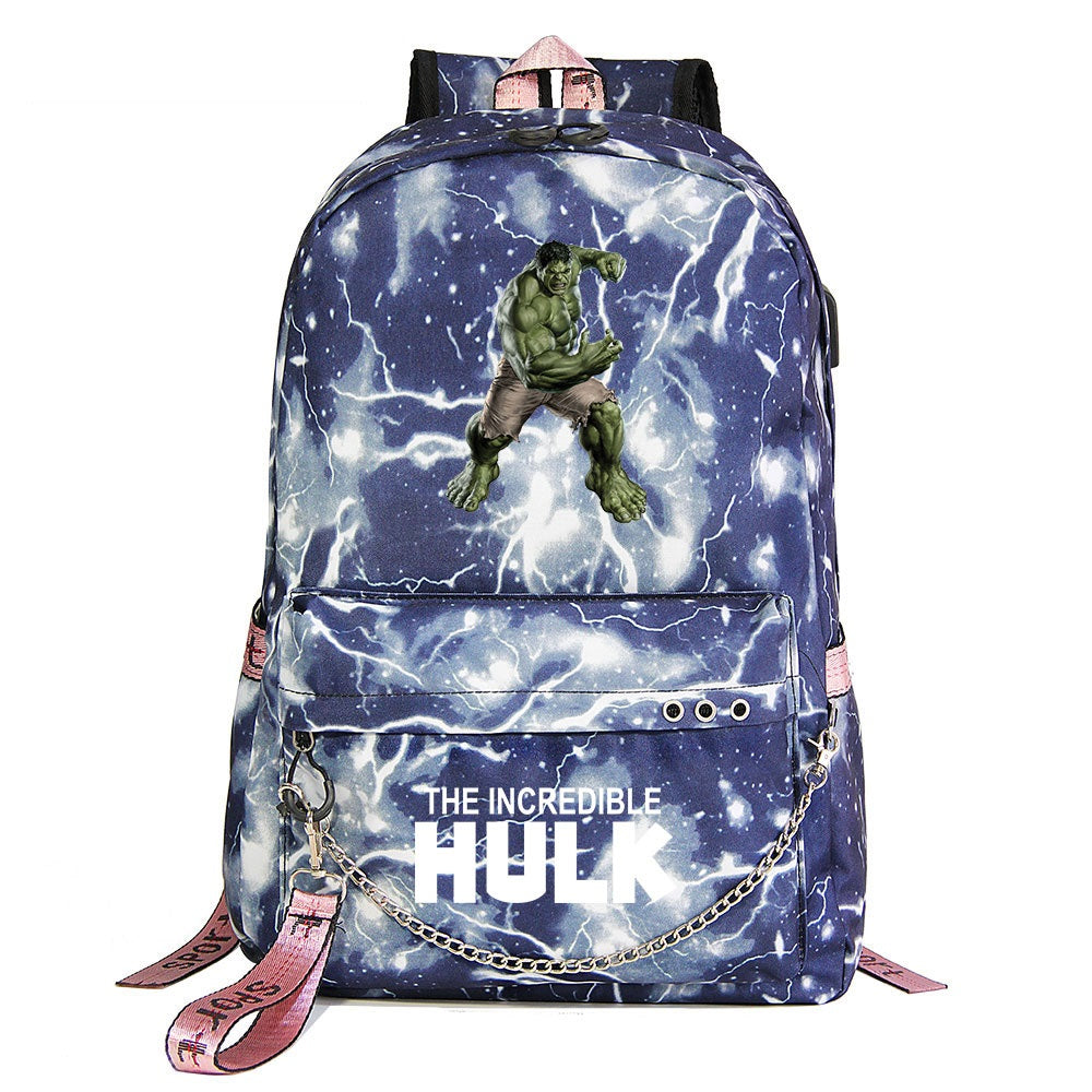 Hulk Superhero Shool Bag Backpack USB Charging Students Notebook Bag for Kids Gifts
