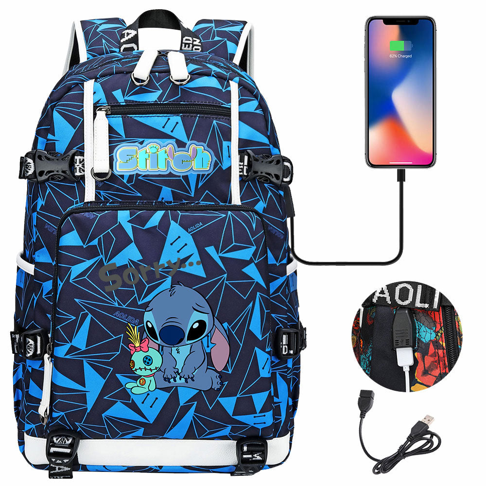 Lilo & Stitch Stitch #11 USB Charging Backpack School NoteBook Laptop Travel Bags