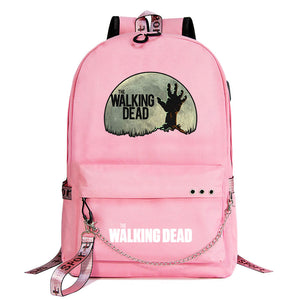 The Walking Dead USB Charging Backpack Shoolbag Notebook Bag Gifts for Kids Students
