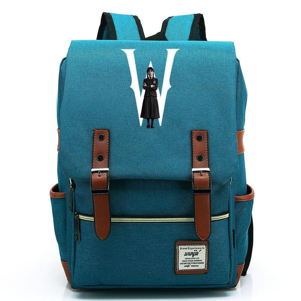 Wednesday Addams Cosplay Canvas Travel Backpack School Bag