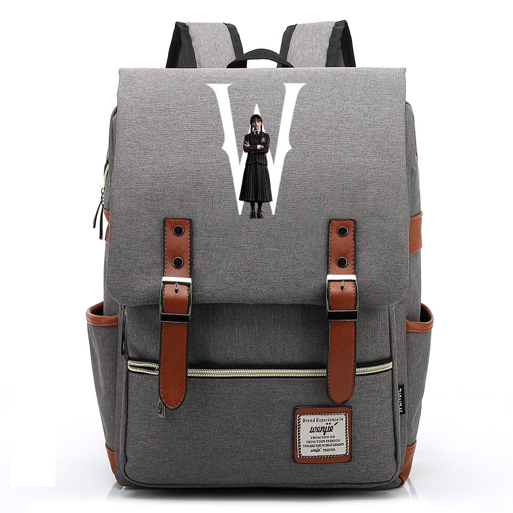 Wednesday Addams Cosplay Canvas Travel Backpack School Bag