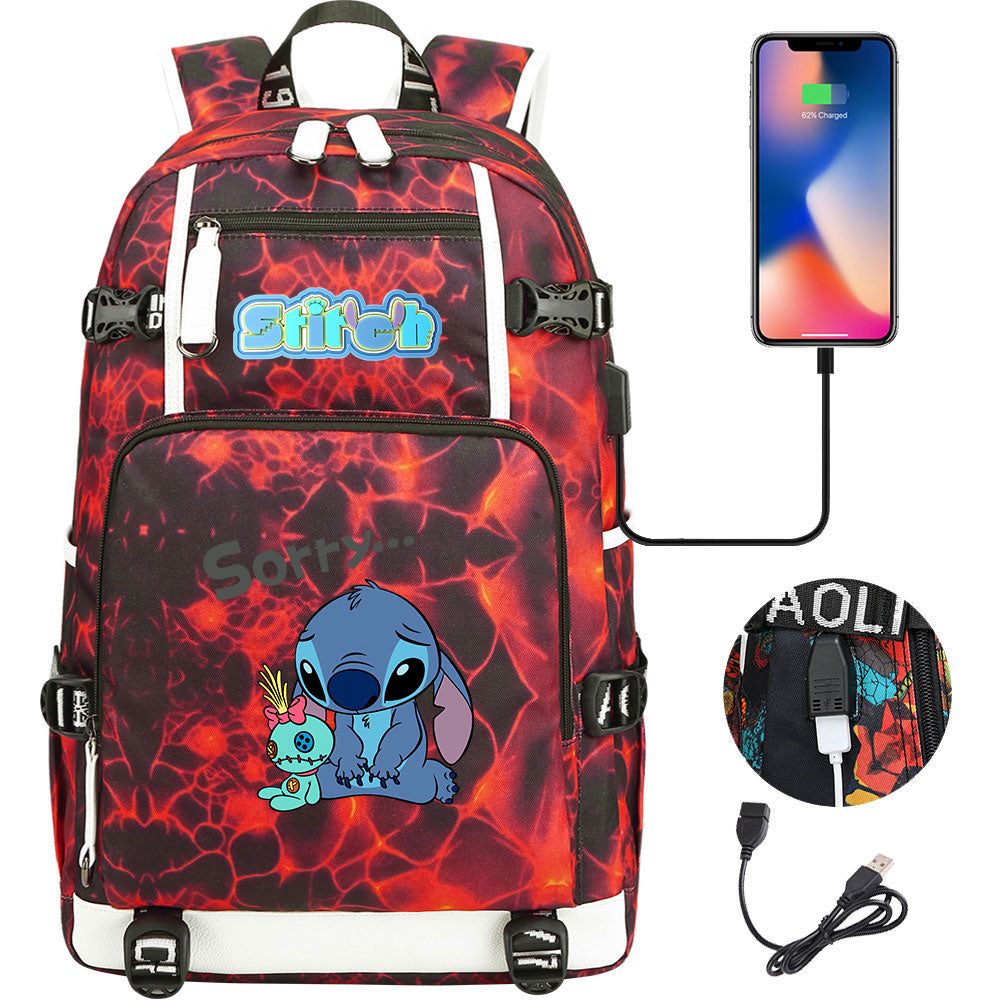 Lilo & Stitch Stitch #11 USB Charging Backpack School NoteBook Laptop Travel Bags