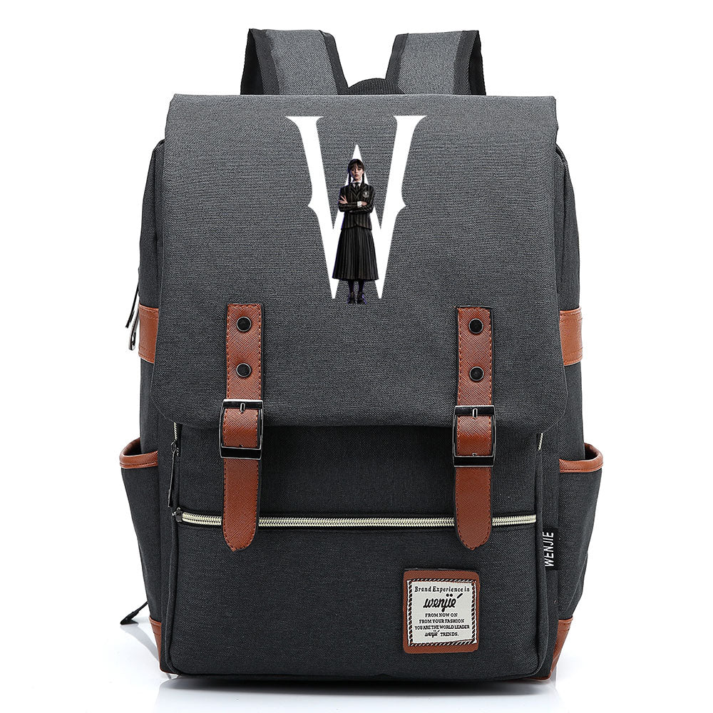 Wednesday Addams Cosplay Canvas Travel Backpack School Bag