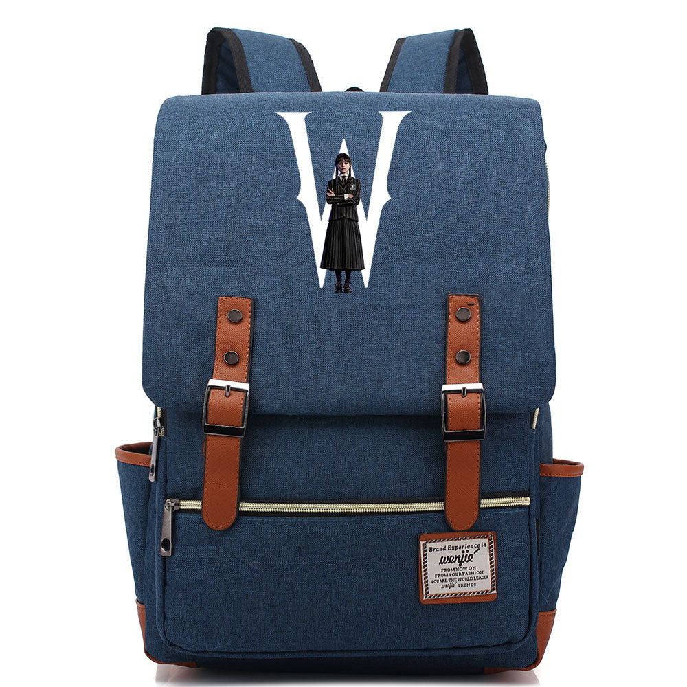 Wednesday Addams Cosplay Canvas Travel Backpack School Bag