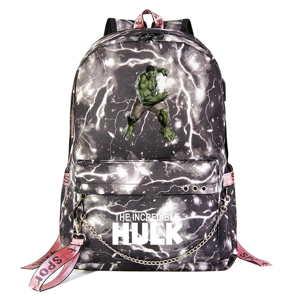 Hulk Superhero Shool Bag Backpack USB Charging Students Notebook Bag for Kids Gifts