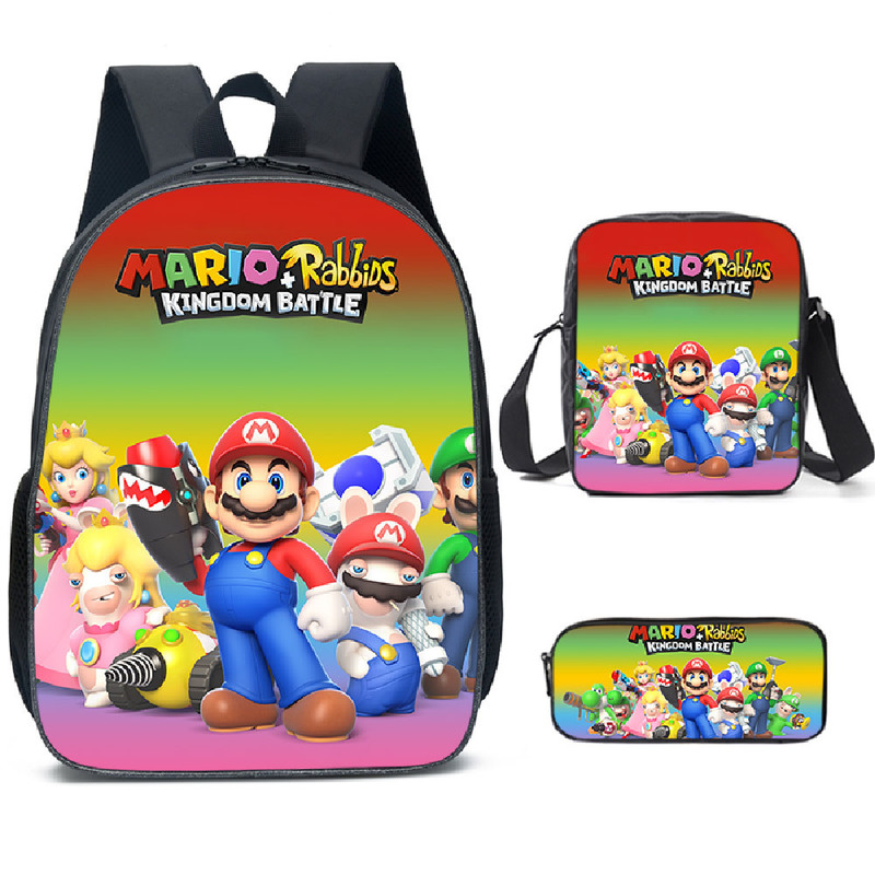 Super Mario Schoolbag Backpack Lunch Bag Pencil Case Set Gift for Kids Students