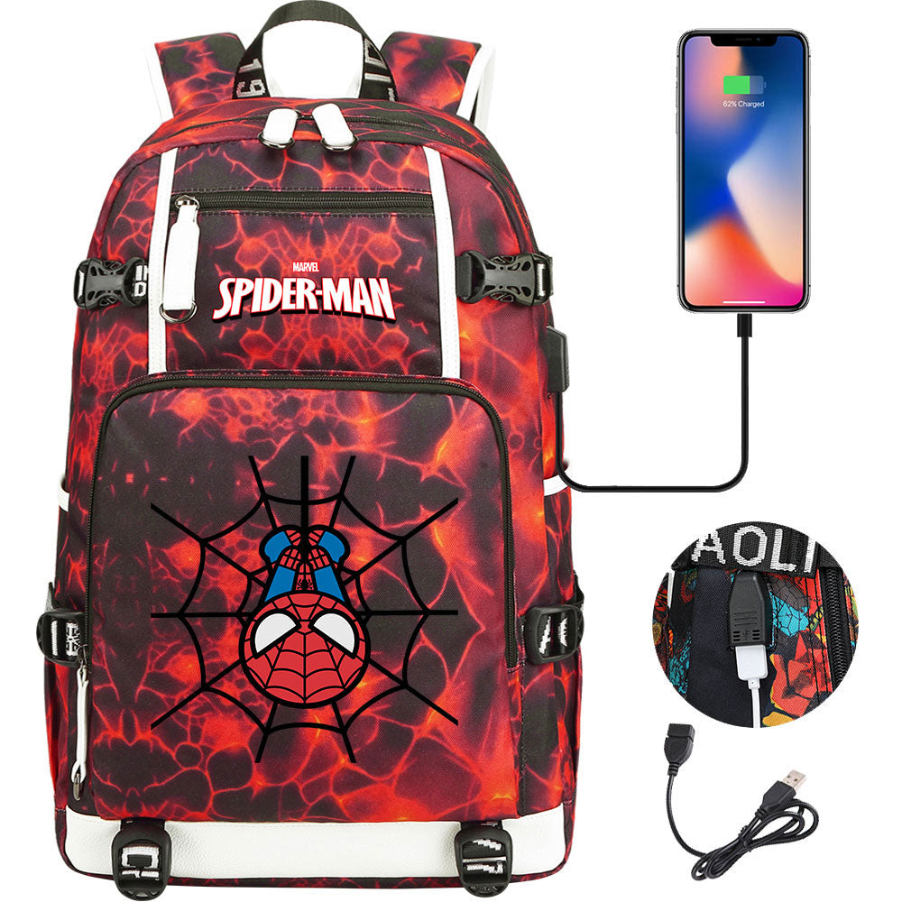Spiderman Superhero Gwen Miles Morales  USB Charging Backpack School NoteBook Laptop Travel Bags