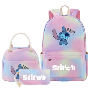 Stitch Pink Starry Sky SchoolBag Backpack Lunch Box Bag Book Pencil Bags  3pcs Set