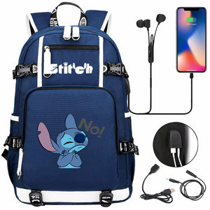 Lilo & Stitch Stitch No #3 USB Charging Backpack School NoteBook Laptop Travel Bags