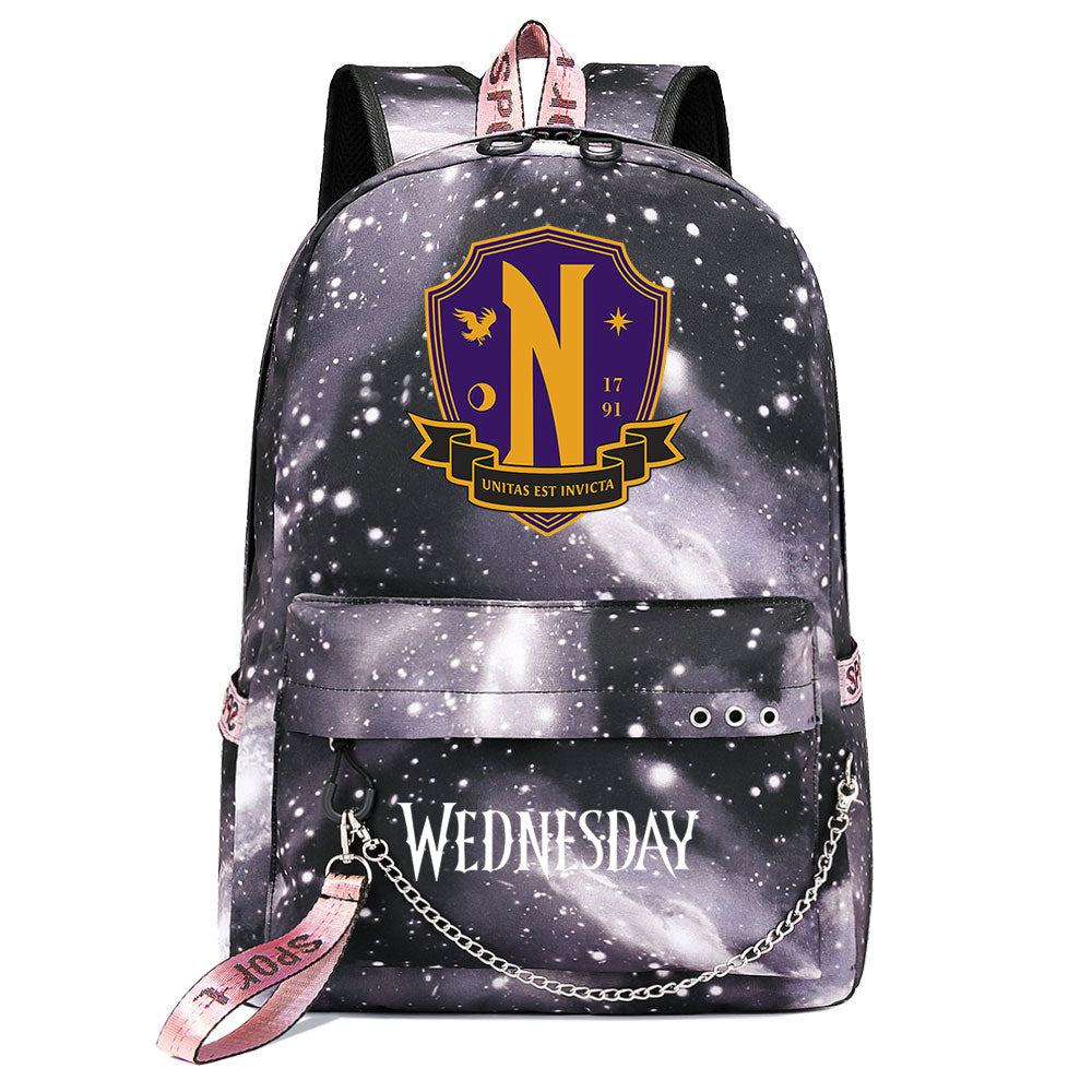 Wednesday Addams USB Charging Backpack Schoolbag Notebook Bag Gifts for Kids Students