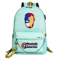 Iron Man Superhero Shool Bag Backpack USB Charging Students Notebook Bag for Kids Gifts