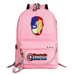 Iron Man Superhero Shool Bag Backpack USB Charging Students Notebook Bag for Kids Gifts