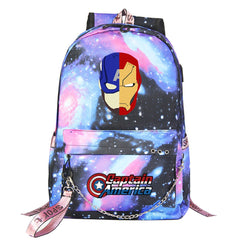 Iron Man Superhero Shool Bag Backpack USB Charging Students Notebook Bag for Kids Gifts