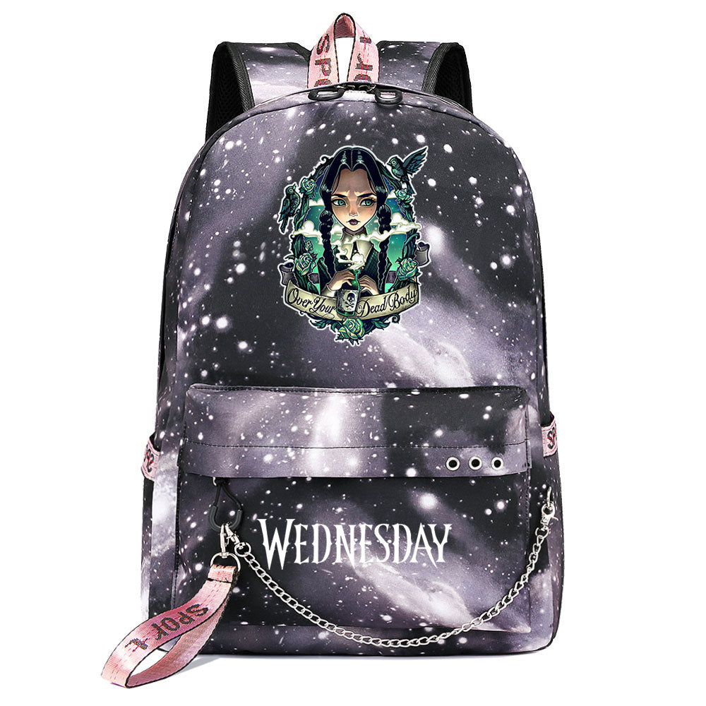 Wednesday Addams USB Charging Backpack Schoolbag Notebook Bag Gifts for Kids Students