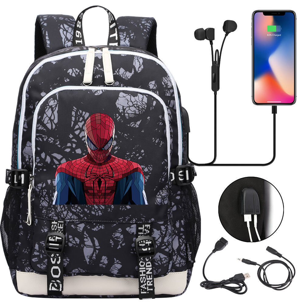 Spiderman Venom Superhero USB Charging Backpack School Note Book Laptop Travel Bags