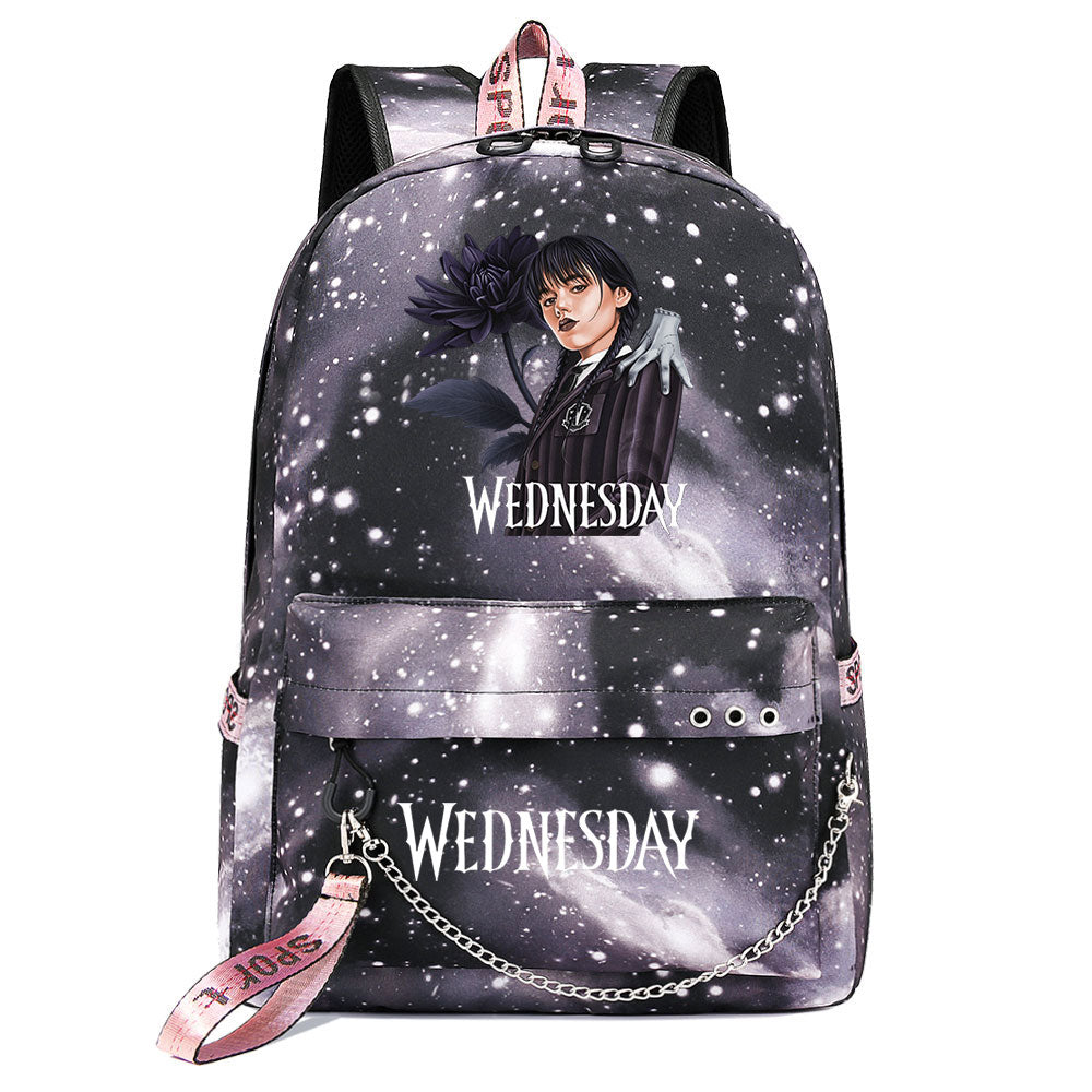Wednesday Addams USB Charging Backpack Schoolbag Notebook Bag Gifts for Kids Students