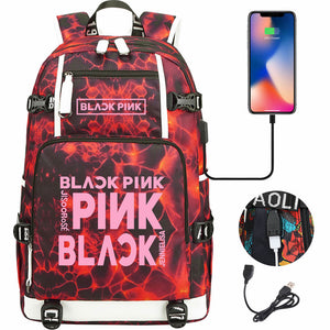 Kpop Blackpink USB Charging Backpack School NoteBook Laptop Travel Bags