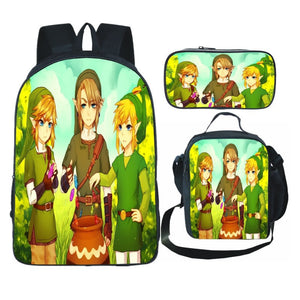 The Legend of Zelda Schoolbag Backpack Lunch Bag Pencil Case Set Gift for Kids Students