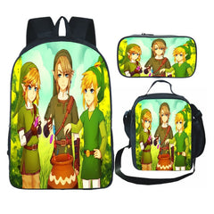 The Legend of Zelda Schoolbag Backpack Lunch Bag Pencil Case Set Gift for Kids Students