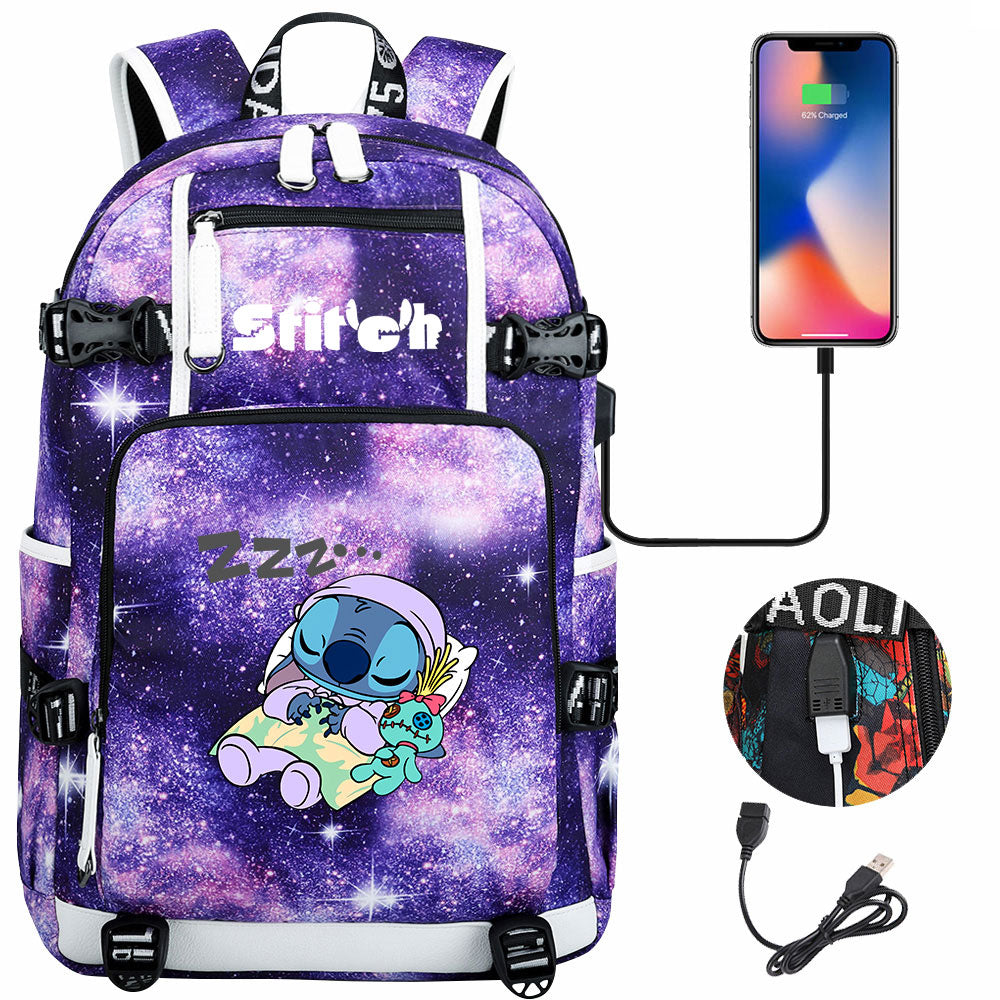 Lilo & Stitch Stitch #5 USB Charging Backpack School NoteBook Laptop Travel Bags