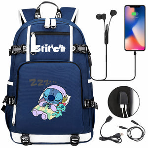 Lilo & Stitch Stitch #5 USB Charging Backpack School NoteBook Laptop Travel Bags