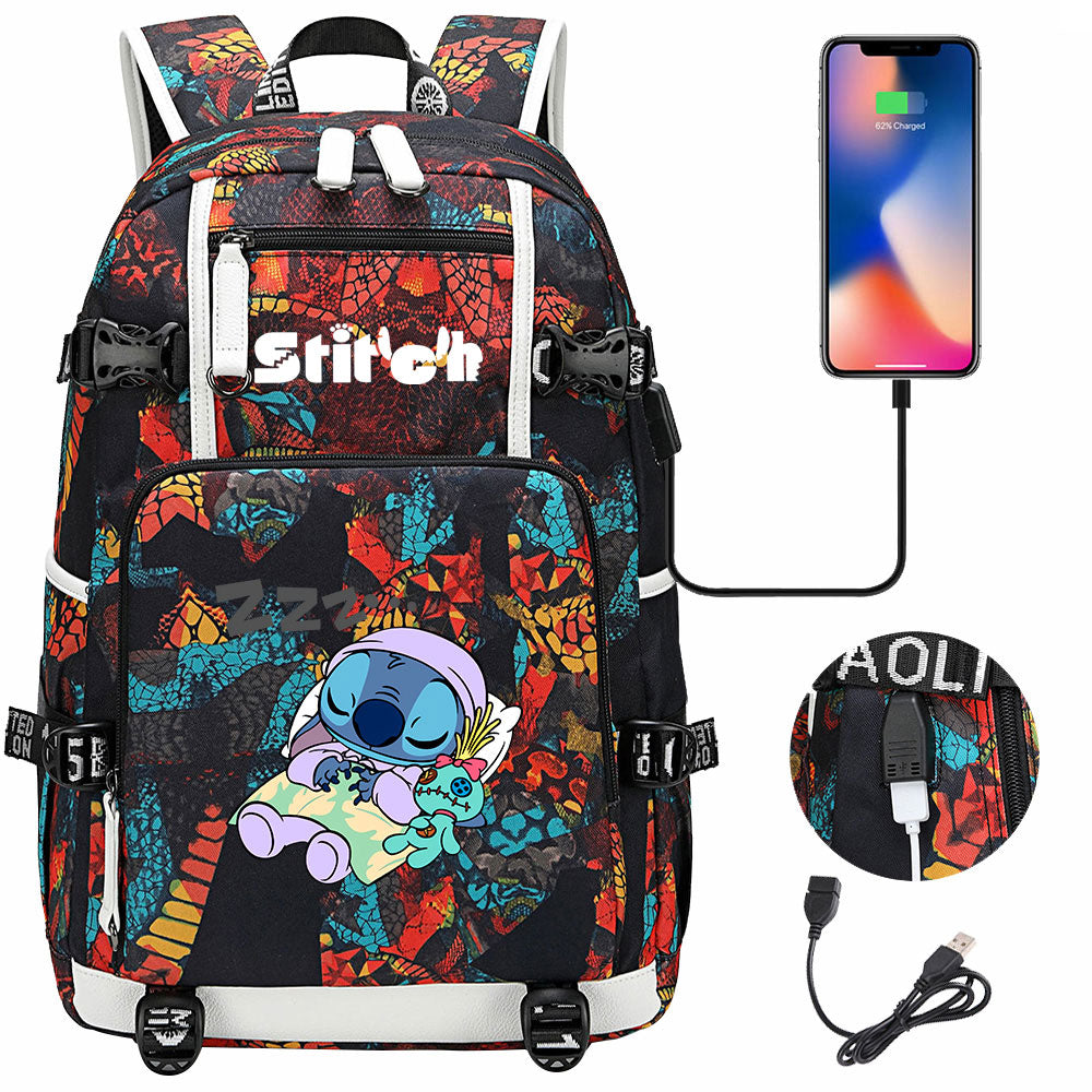 Lilo & Stitch Stitch #5 USB Charging Backpack School NoteBook Laptop Travel Bags